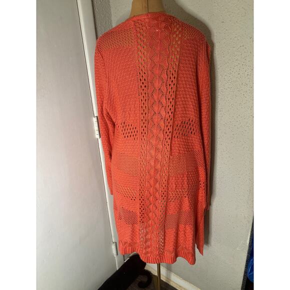 99 Jane Street Long Line Rust Open Front Cardigan XL Fall Winter Academia Boho - Picture 2 of 12